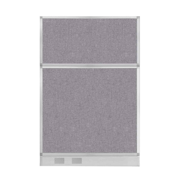 Hush Panel Configurable Cubicle Partition 4' x 6' Cloud Gray Fabric w/ Cable Channel
